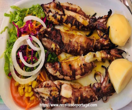Lulas grelhadas com batata
